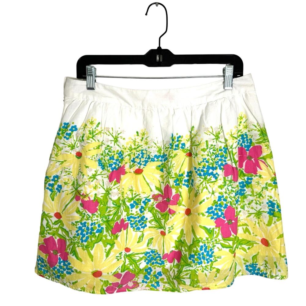 Lilly Pulitzer Whitley Floral Skirt Women Sz 10 Pockets Classic Mini 100% Cotton - Picture 2 of 8